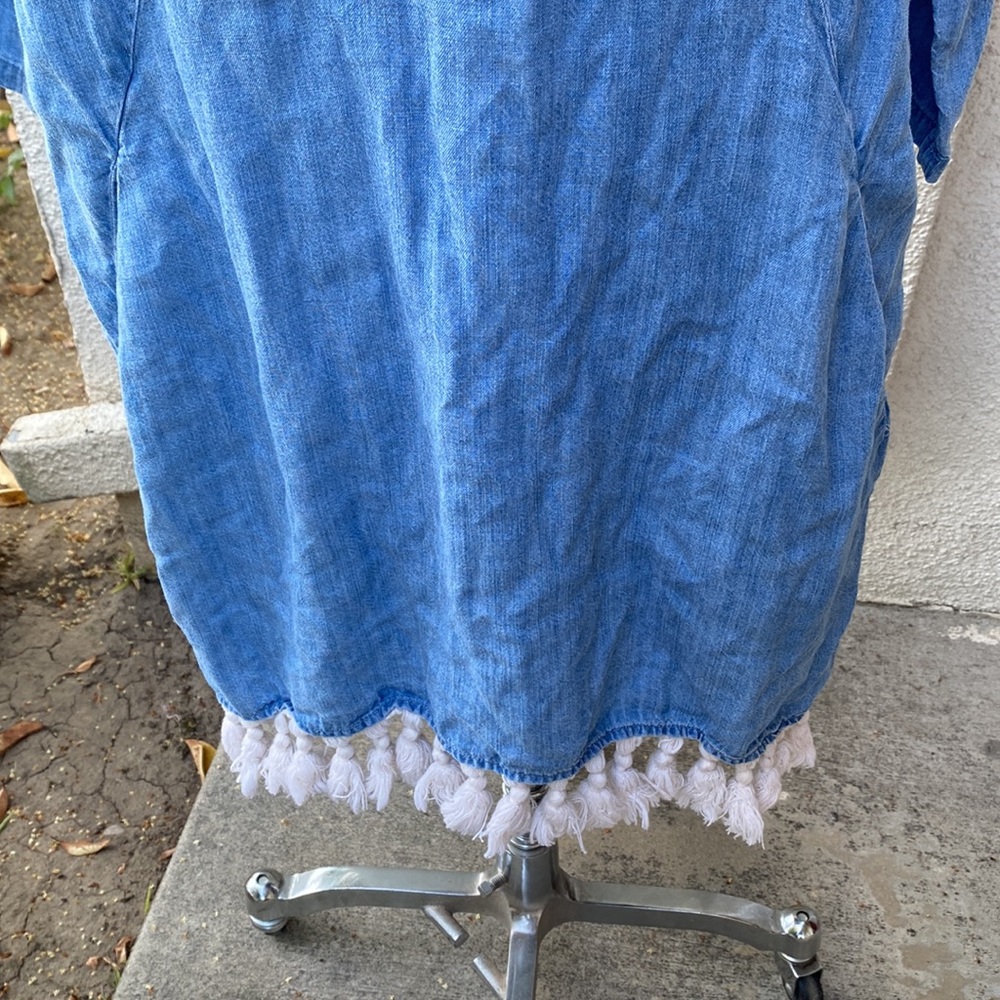 Rails linen blended blue dress w/great pockets and bottom tassels from Neiman’s - Picture 4 of 14